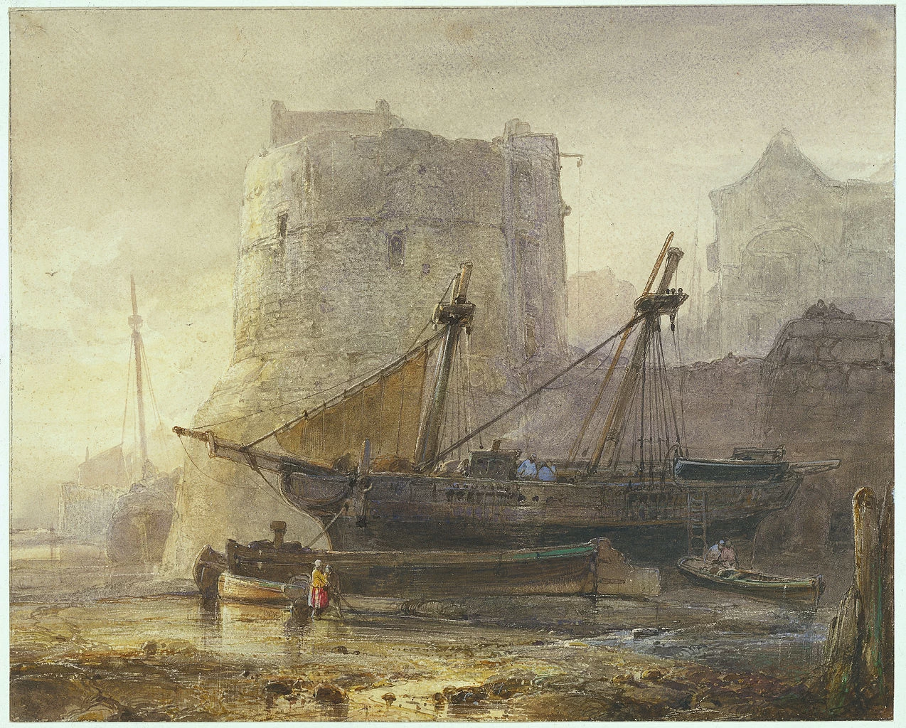 Wijnand Nuyen-33-Navi in __un porto francese con la bassa marea, 1836 - Rijksmuseum Amsterdam